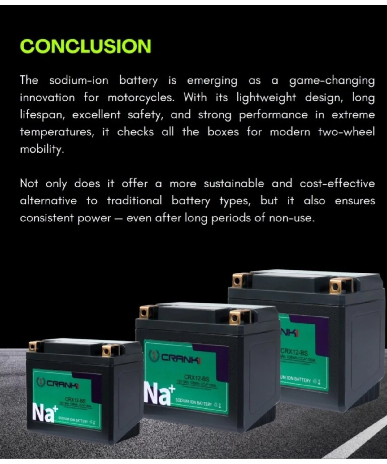 Crank1 Sodium ION Factory Activated Battery - CRX12-BS - Image 4
