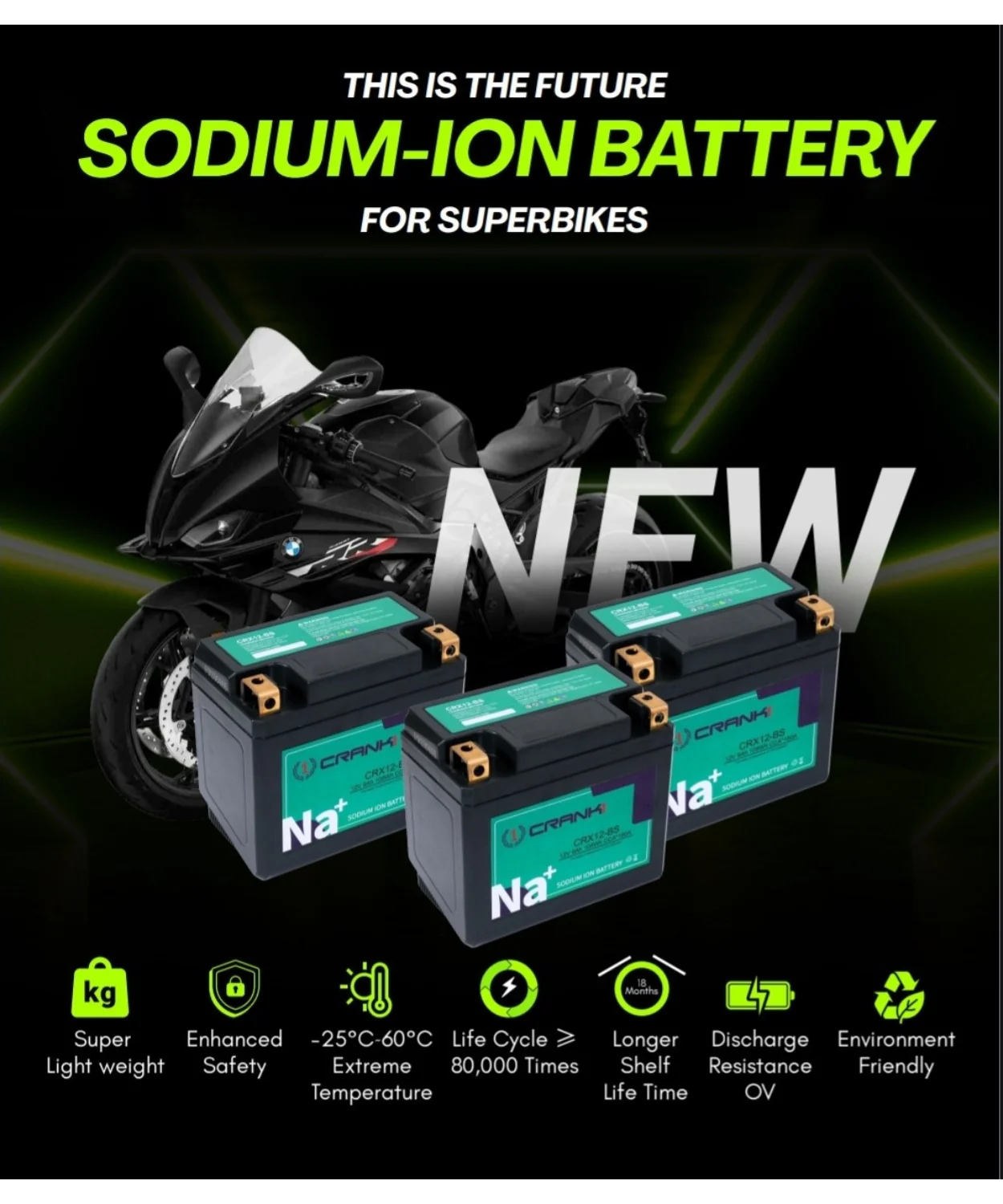 Crank1 Sodium ION Factory Activated Battery - CRX12-BS - Image 8
