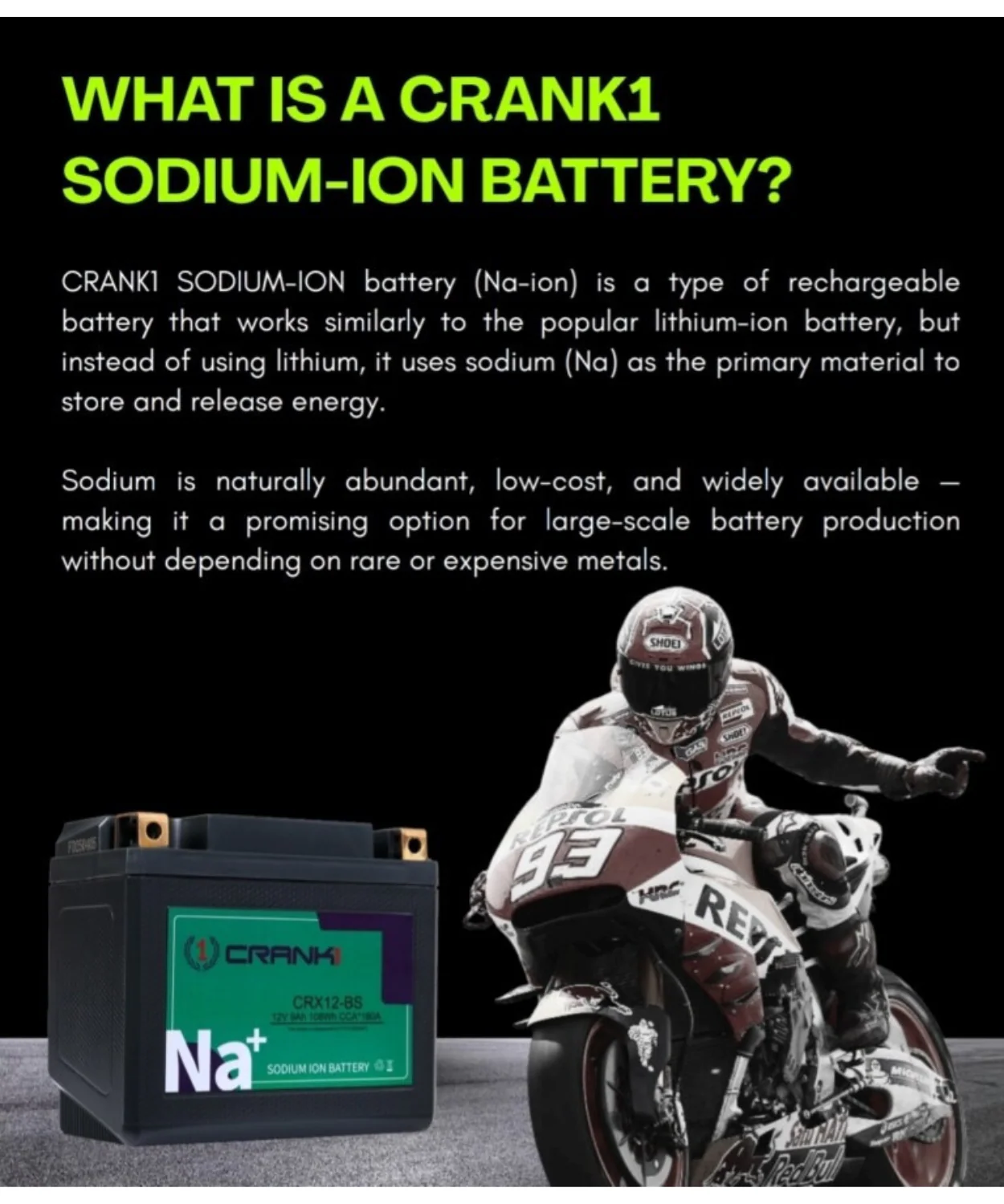 Crank1 Sodium ION Factory Activated Battery - CRX20L-BS - Image 2