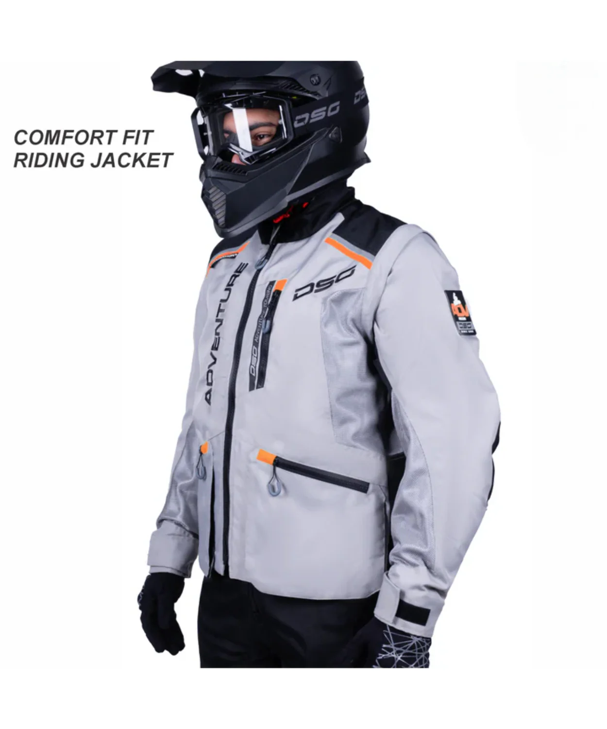 DSG Adv Riding Jacket - Black Grey Orange - Image 3