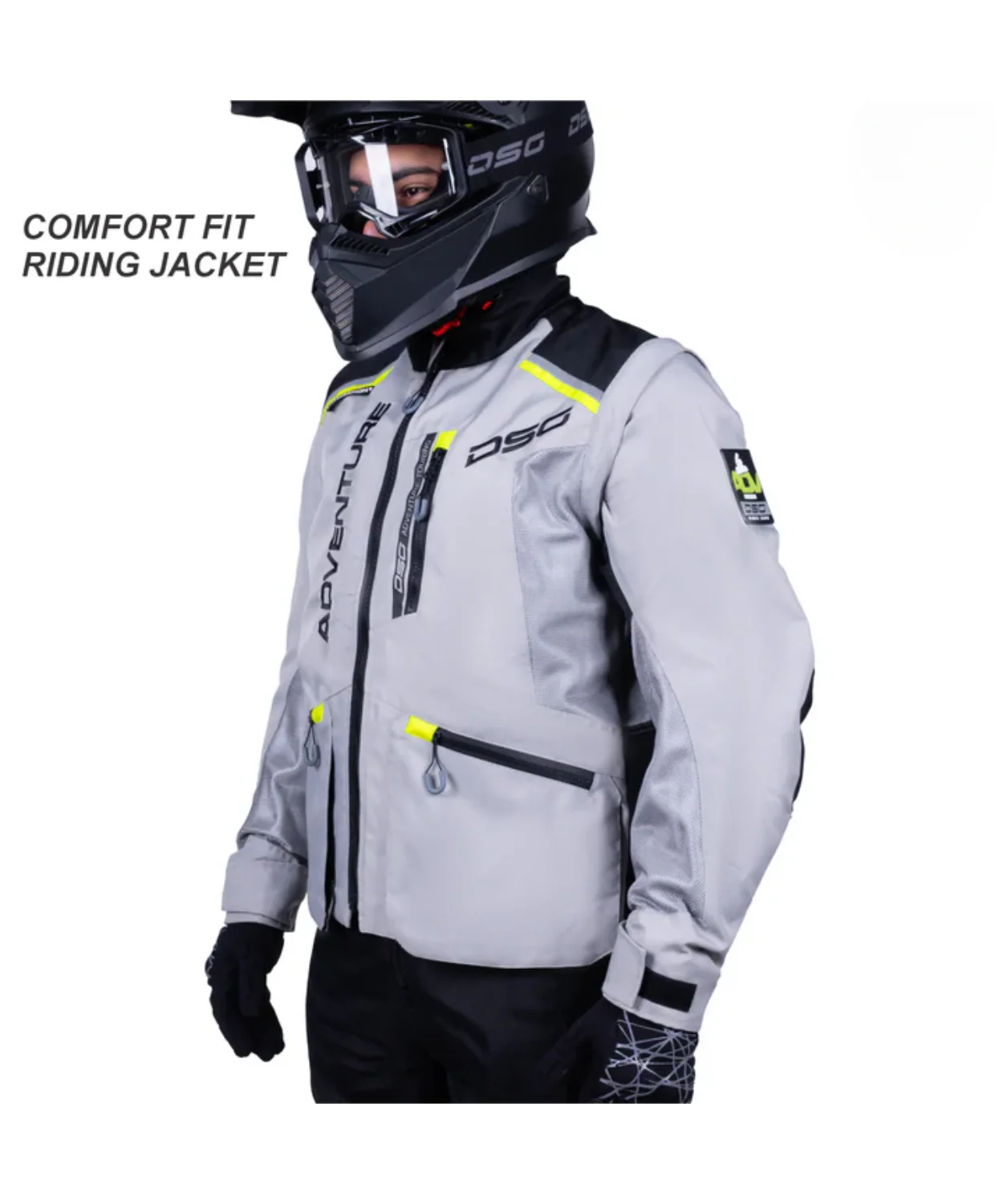 DSG Adv Riding Jacket - Grey Black Yellow Fluo - Image 3