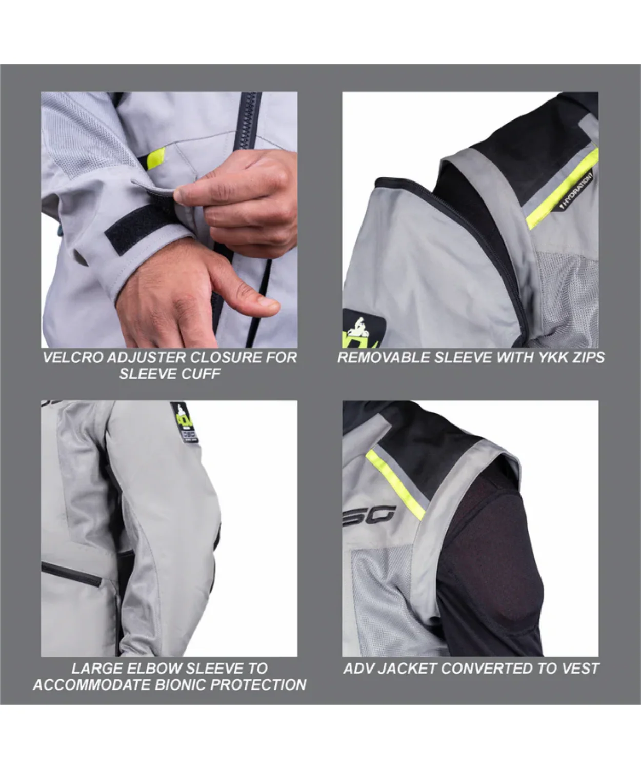 DSG Adv Riding Jacket - Grey Black Yellow Fluo - Image 7