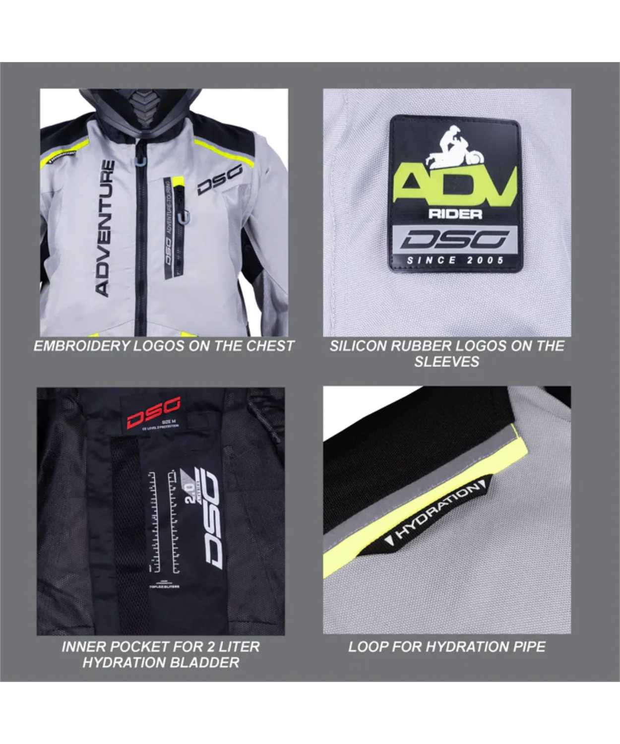 DSG Adv Riding Jacket - Grey Black Yellow Fluo - Image 8