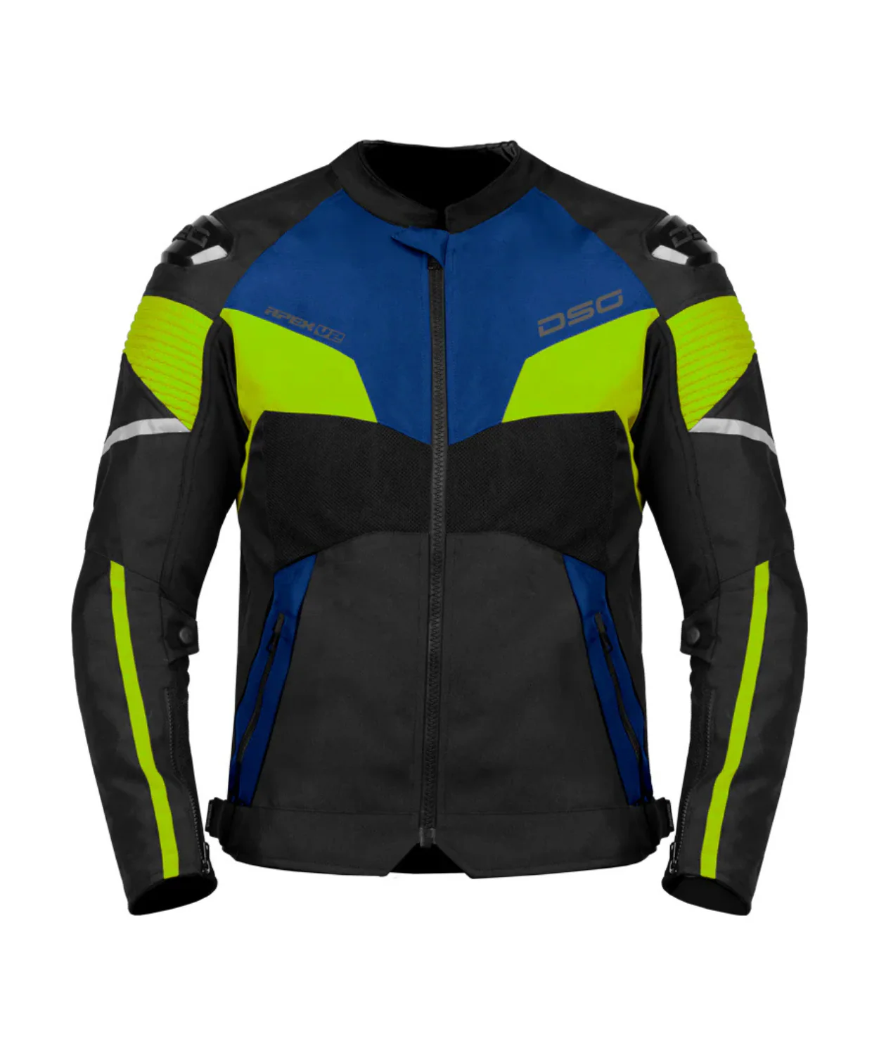 DSG Apex V2 Riding Jacket - Black Blue Yellow Fluo