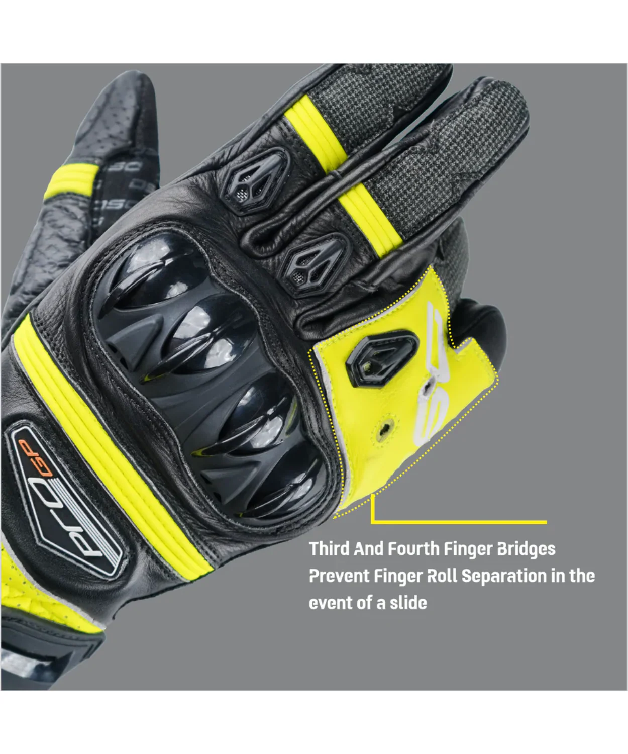 DSG Pro GP Riding Glove - Black Fluro Yellow - Image 9