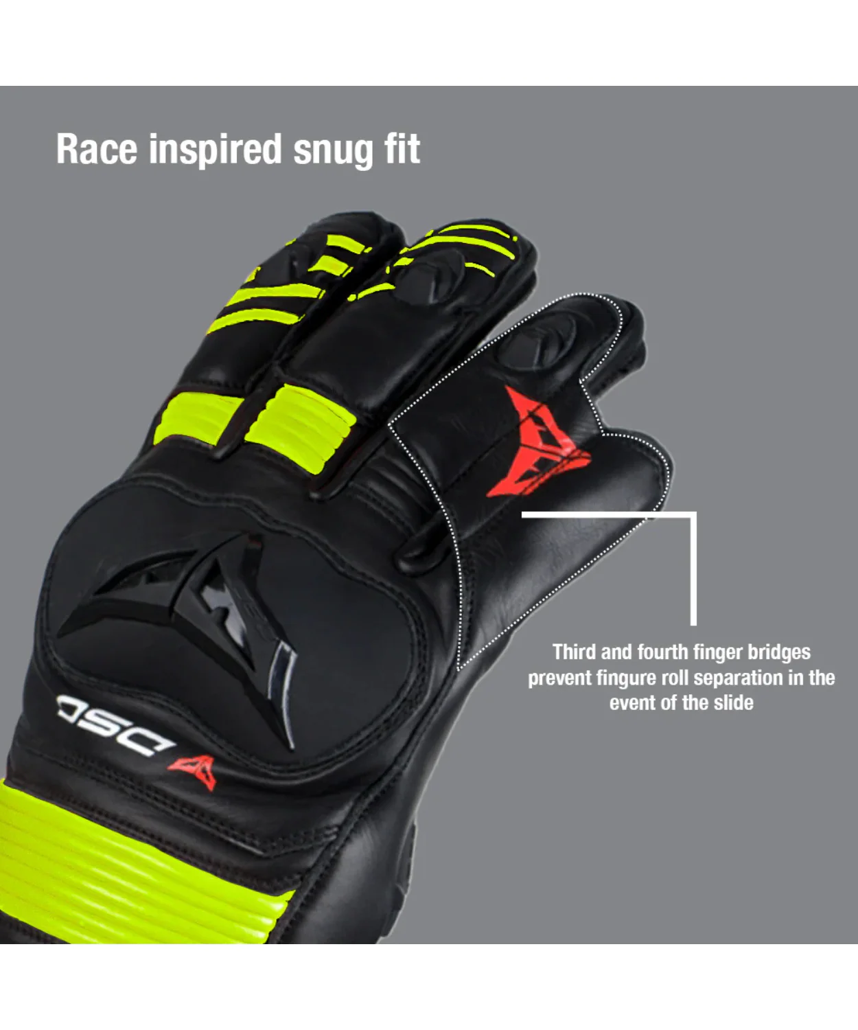 DSG Race Pro Sport Gloves - Yellow Fluo - Image 7