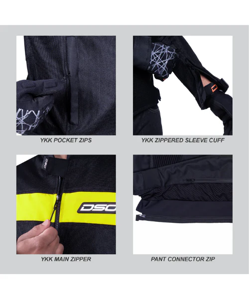 DSG Roadster Riding Jacket - Black Yellow Fluo - Image 4