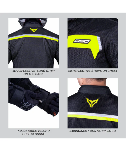 DSG Roadster Riding Jacket - Black Yellow Fluo - Image 6