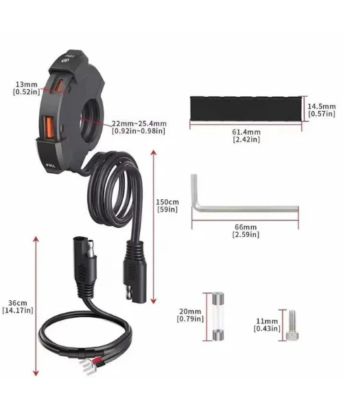 Fahren Motorcycle Dual Socket Charger - C1 Pro - Image 5