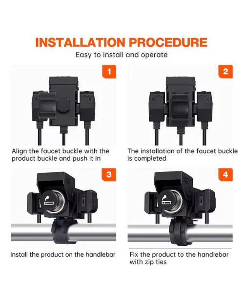 Fahren Motorcycle Triple Socket Charger - T1 Pro - Image 5
