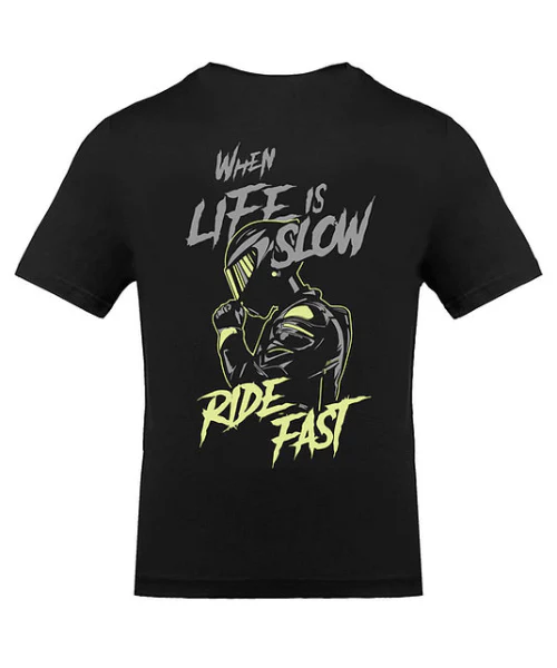 Fast Bend Motorcycle Ride Fast Dual Print Tshirt - Black - Image 2