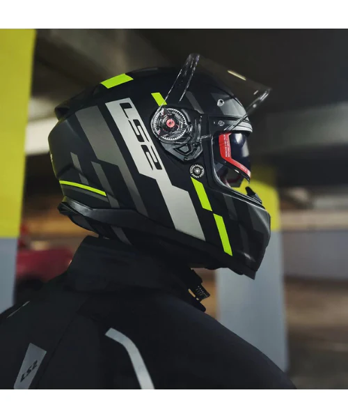 LS2 FF811 Vector II Tron Helmet - Matt Black HiViz Yellow - Image 3