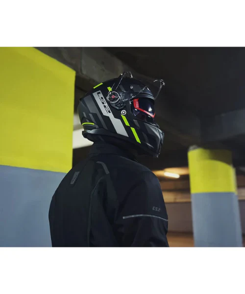LS2 FF811 Vector II Tron Helmet - Matt Black HiViz Yellow - Image 4