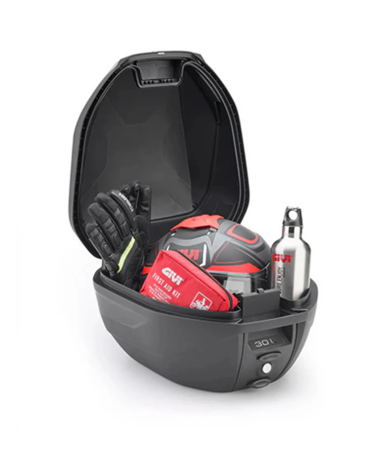 Givi Monolock Top Box 30L with Red Reflectors and Universal Mounting Plate Included - Black - C30N - Image 2
