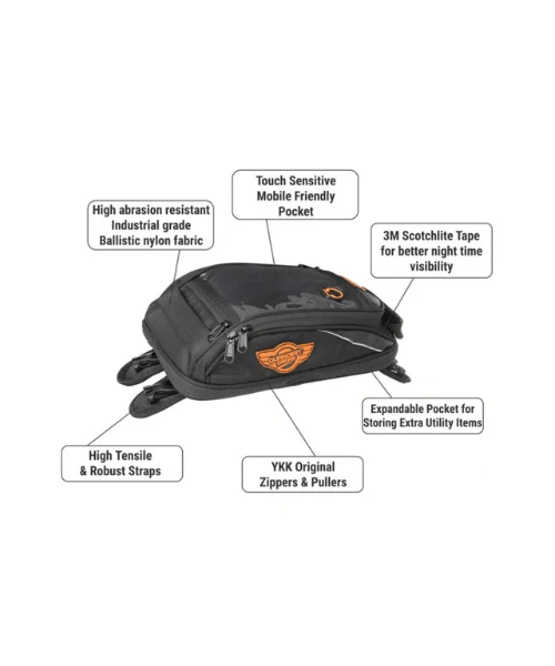 Guardian Gears Shark Mini Universal 18L Non Magnetic Tank Bag with Rain Cover - Image 8