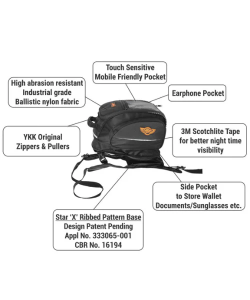 Guardian Gears Shark Universal 28L Non Magnetic Tank Bag with Rain Cover - Image 8