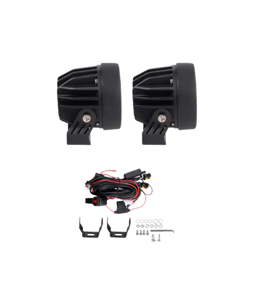 HJG 4 LED Round Foglight with Wire Harness and Yellow Filter (1 Year Warranty) - Image 3