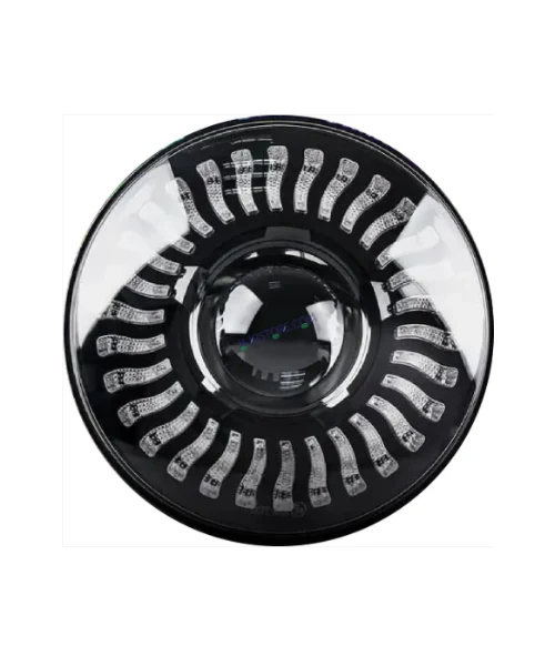 HJG 7 Inch High/Low Beam DRL Round Headlight for Royal Enfield - White (1 Year Warranty)