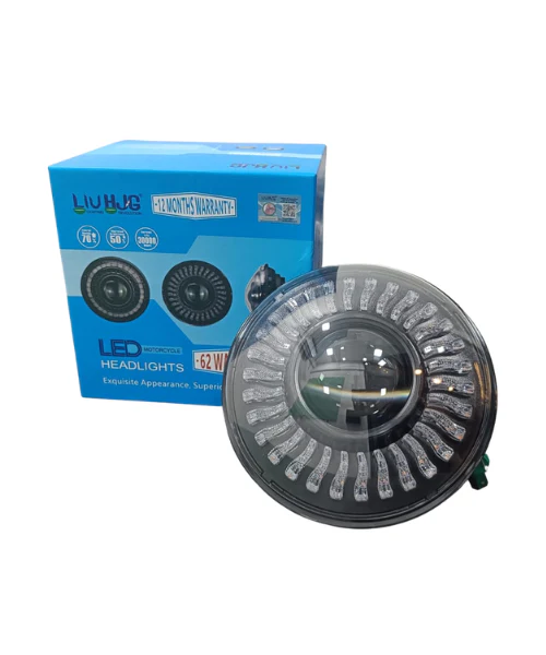 HJG 7 Inch High/Low Beam DRL Round Headlight for Royal Enfield - White (1 Year Warranty) - Image 2