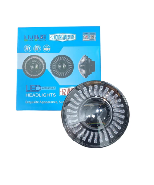 HJG 7 Inch High/Low Beam DRL Round Headlight for Royal Enfield - White (1 Year Warranty) - Image 3
