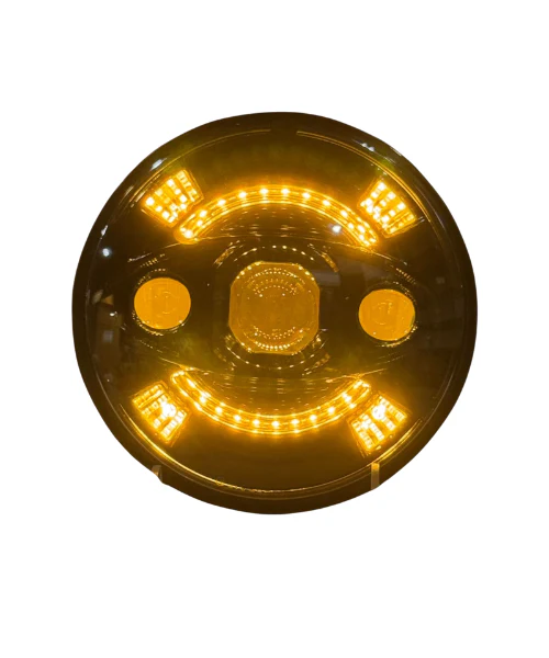 HJG 7 Inch Round White Headlight with Yellow DRL for Royal Enfield (1 Year Warranty)