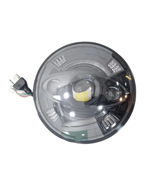 HJG 7 Inch Round White Headlight with Yellow DRL for Royal Enfield (1 Year Warranty) - Image 2