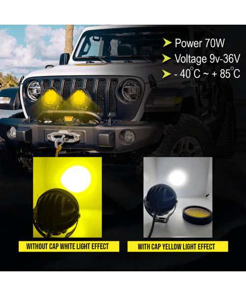 HJG 7 Led White/Yellow Fog Light (70W) with yellow filter (1 Year Warranty) - Image 3