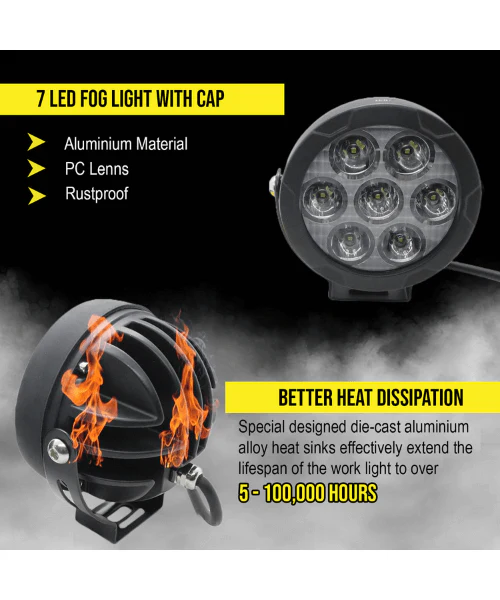 HJG 7 Led White/Yellow Fog Light (70W) with yellow filter (1 Year Warranty) - Image 5