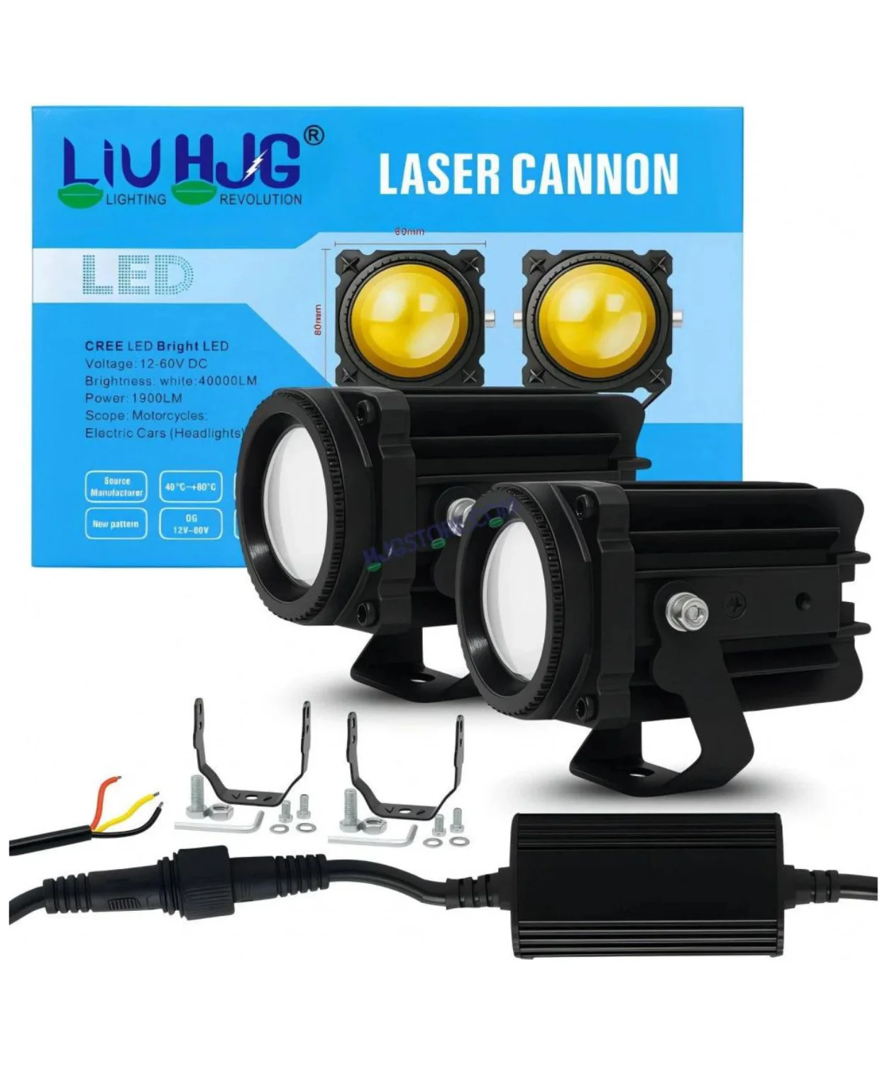 HJG 80W Laser Cannon Fog Light Dual Colour - Pair - Image 2