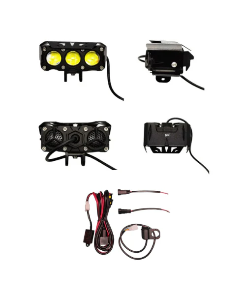 HJG Mega Drive 3 Lens Dual Color Led Fog Lights with Wire Harness - Pair (1 Year Warranty)