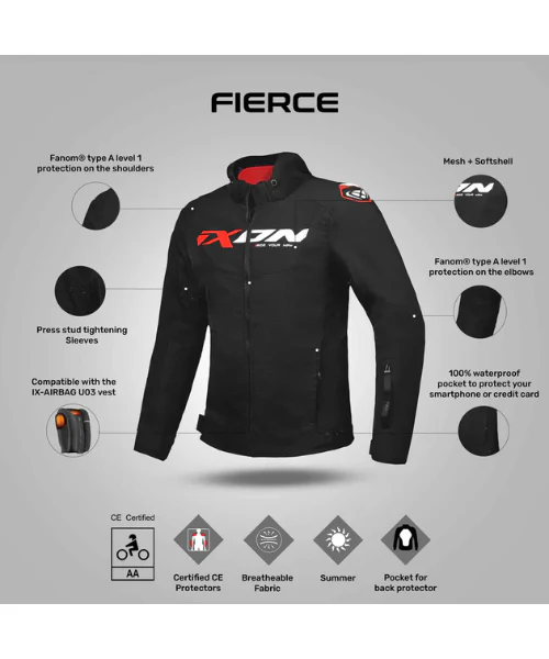 Ixon Fierce Riding Jacket - Black White Red - Image 3