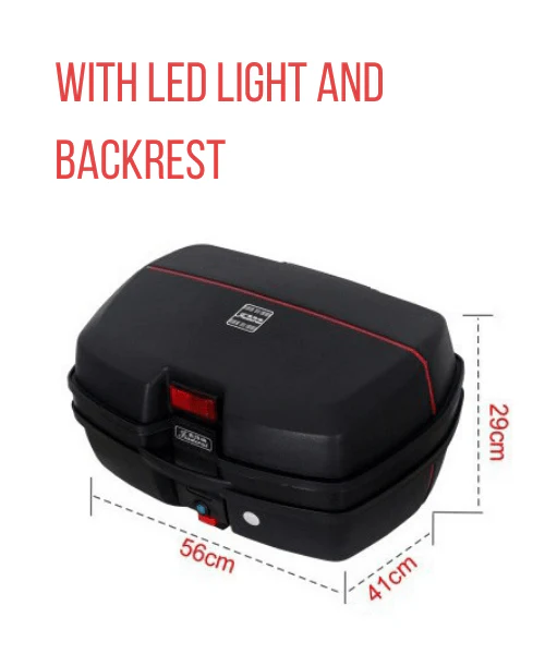 JDR 45 Litres Top Box with LED Light and Backrest - Image 3