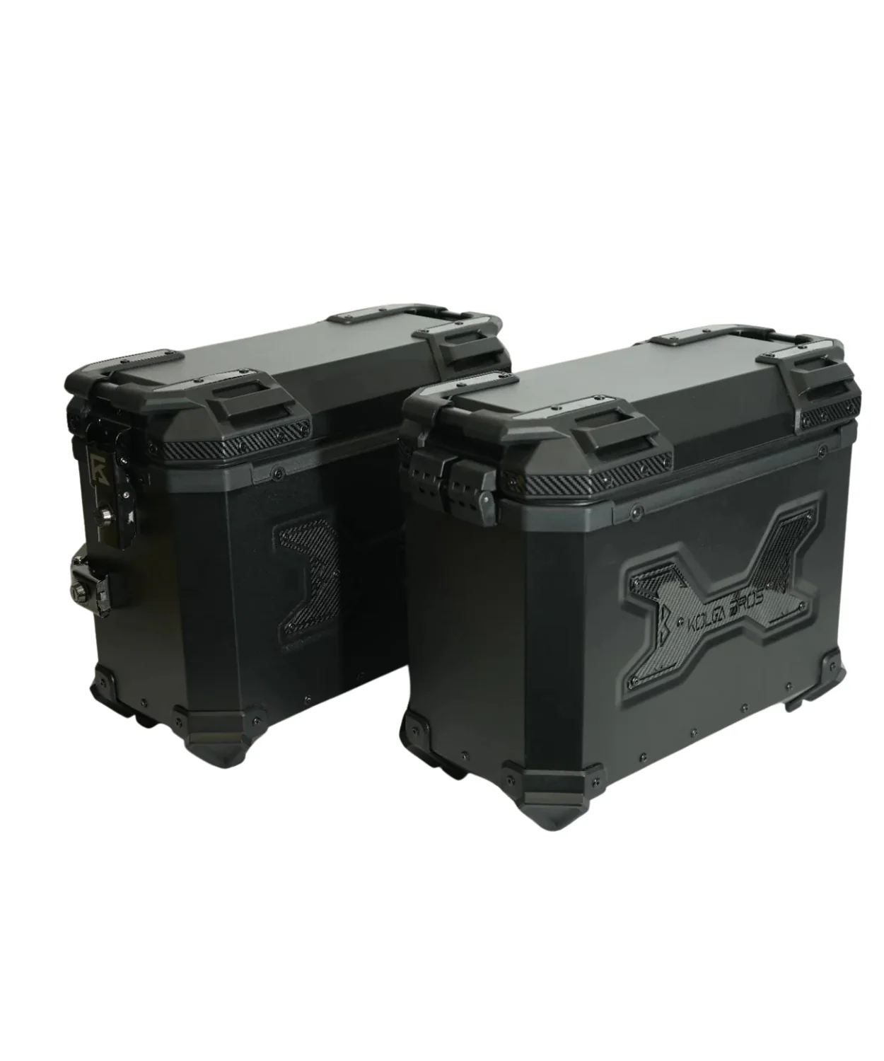 Kolga Bros Carbon Moto Alluminium Panniers 76L - Black