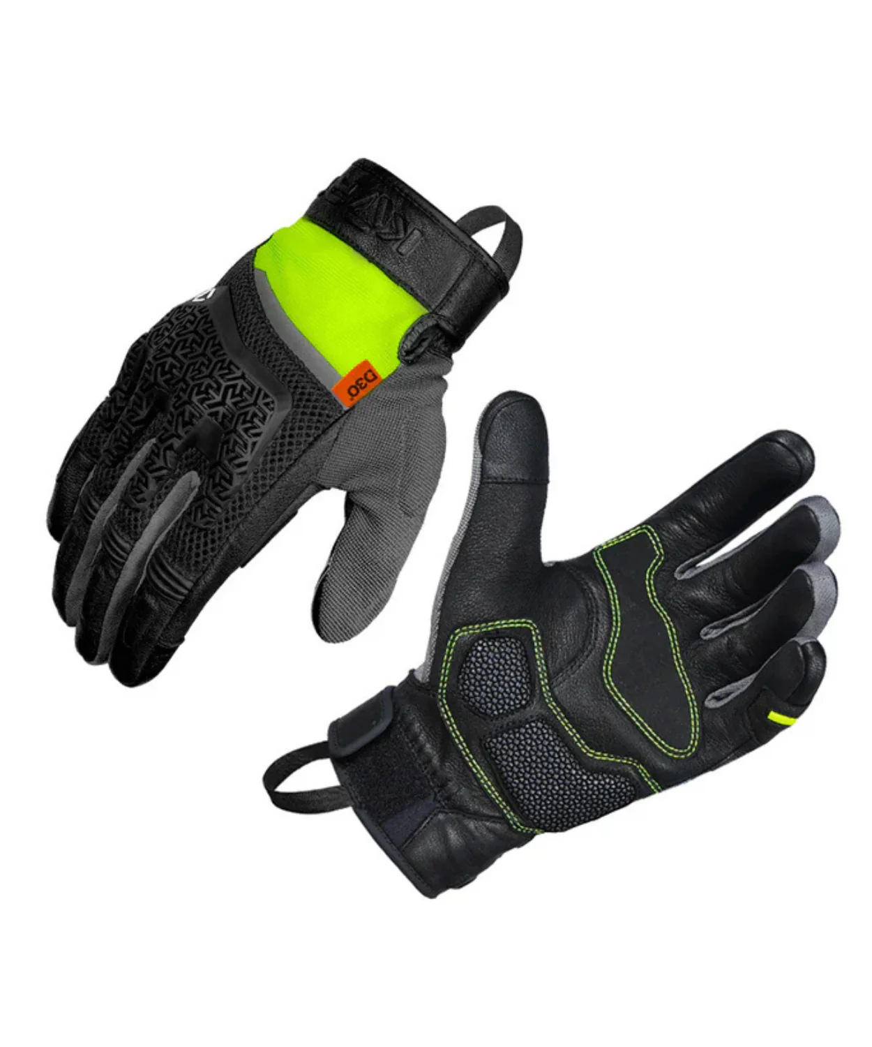 Korda D30 Adventure Riding Gloves - Black Fluorescent Yellow