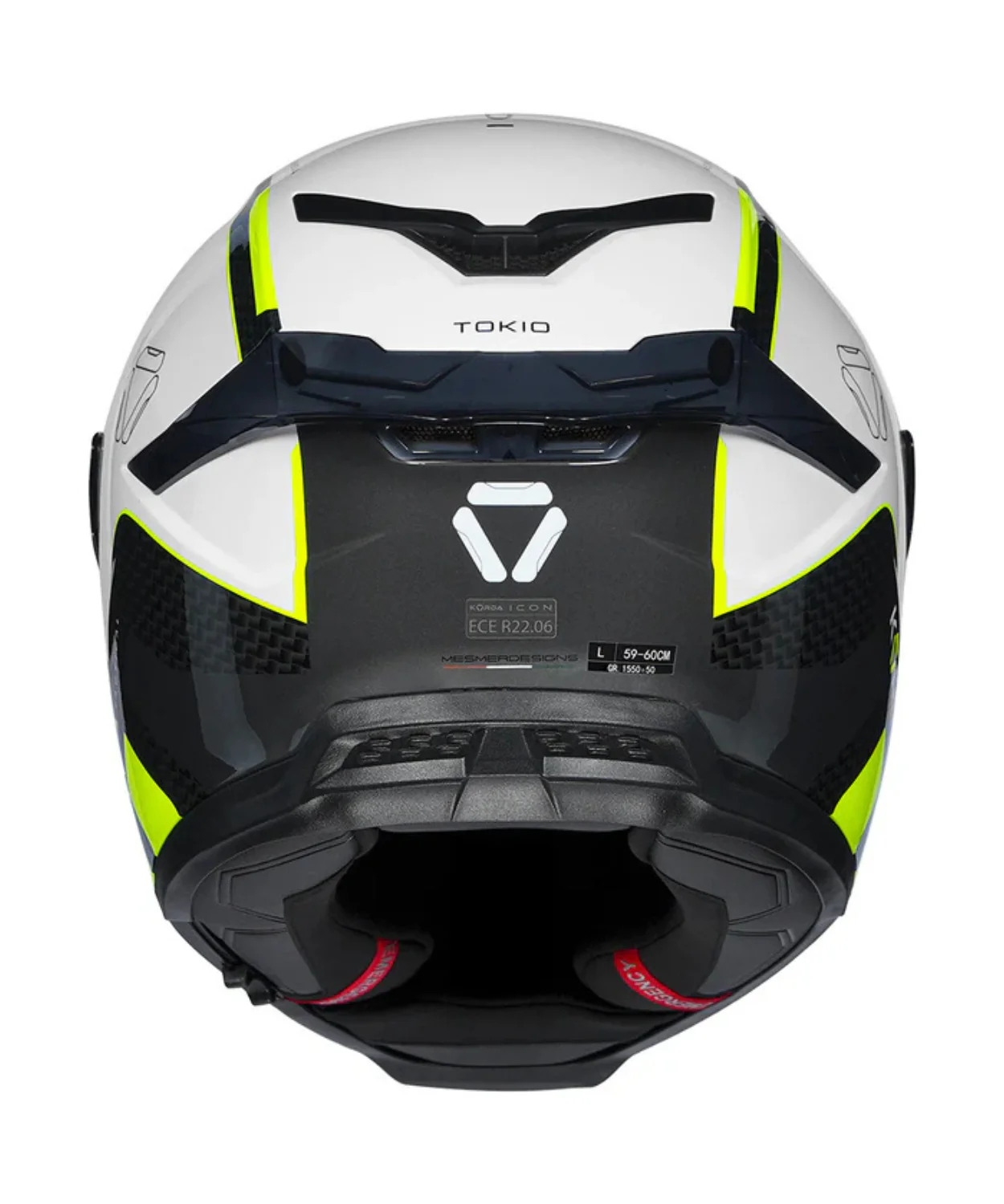 Korda Icon Tokio Helmet - Gloss White Fluorescent Yellow - Image 6
