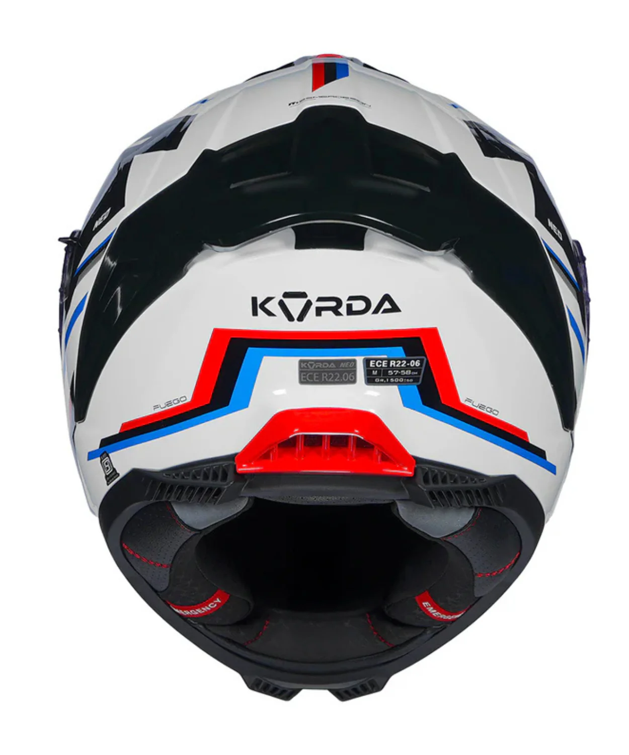 Korda Neo Fuego Helmet - Gloss White Red Blue - Image 4
