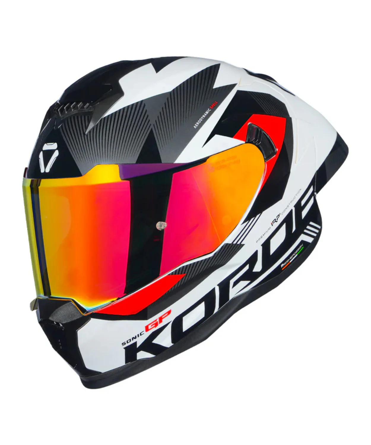 Korda Sonic GP Brave Helmet - Gloss White Red - Image 4