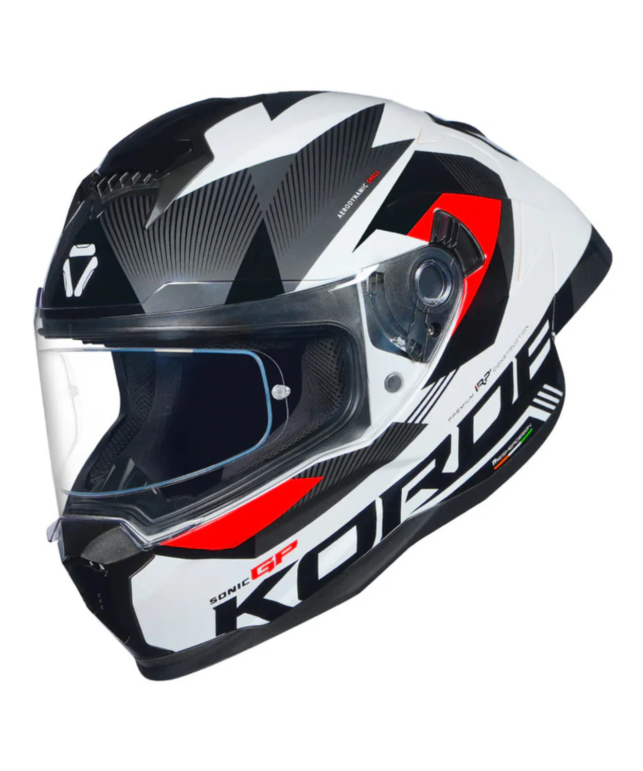 Korda Sonic GP Brave Helmet - Gloss White Red - Image 5