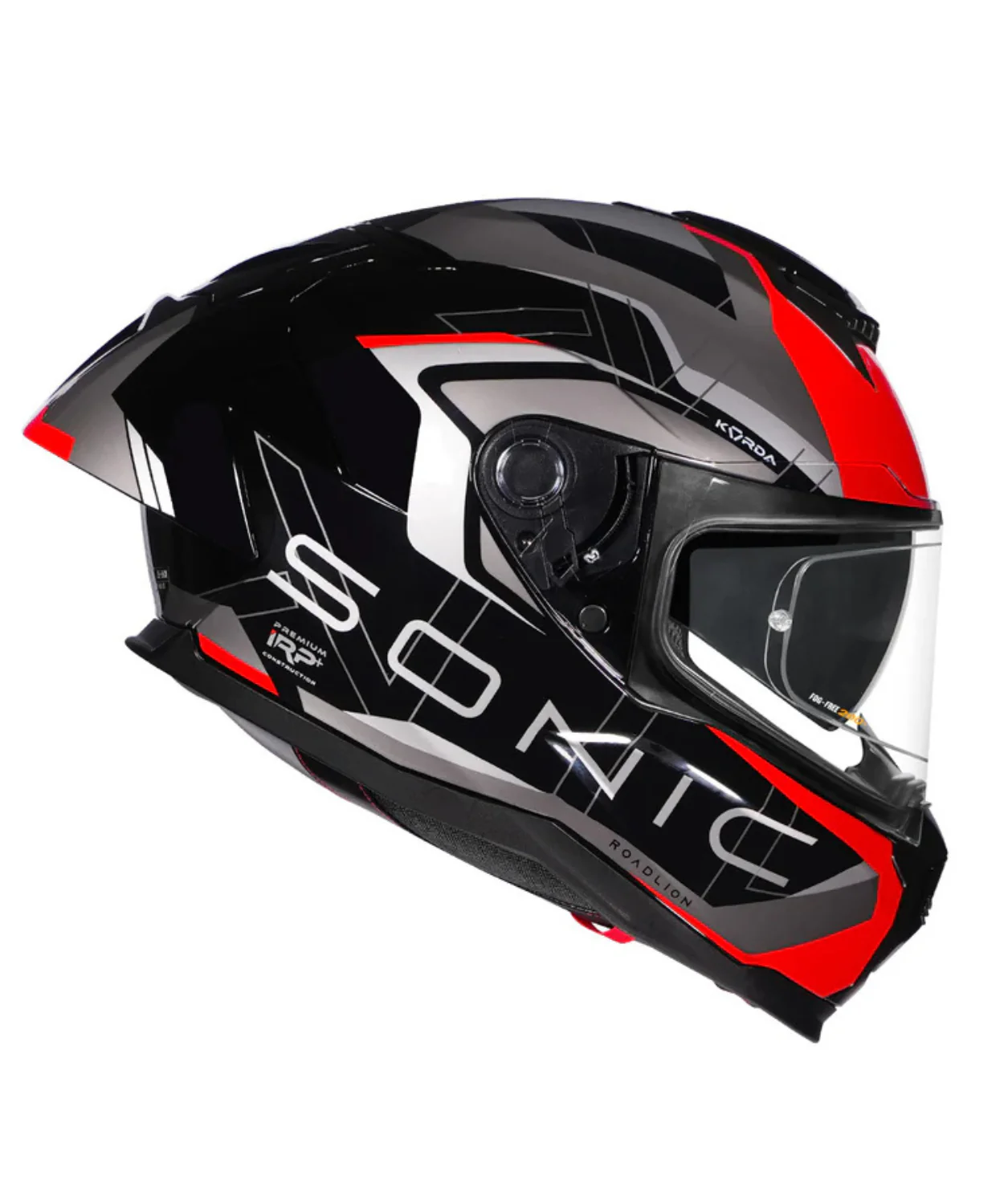 Korda Sonic GP Roadlion Helmet - Gloss Black Red - Image 3
