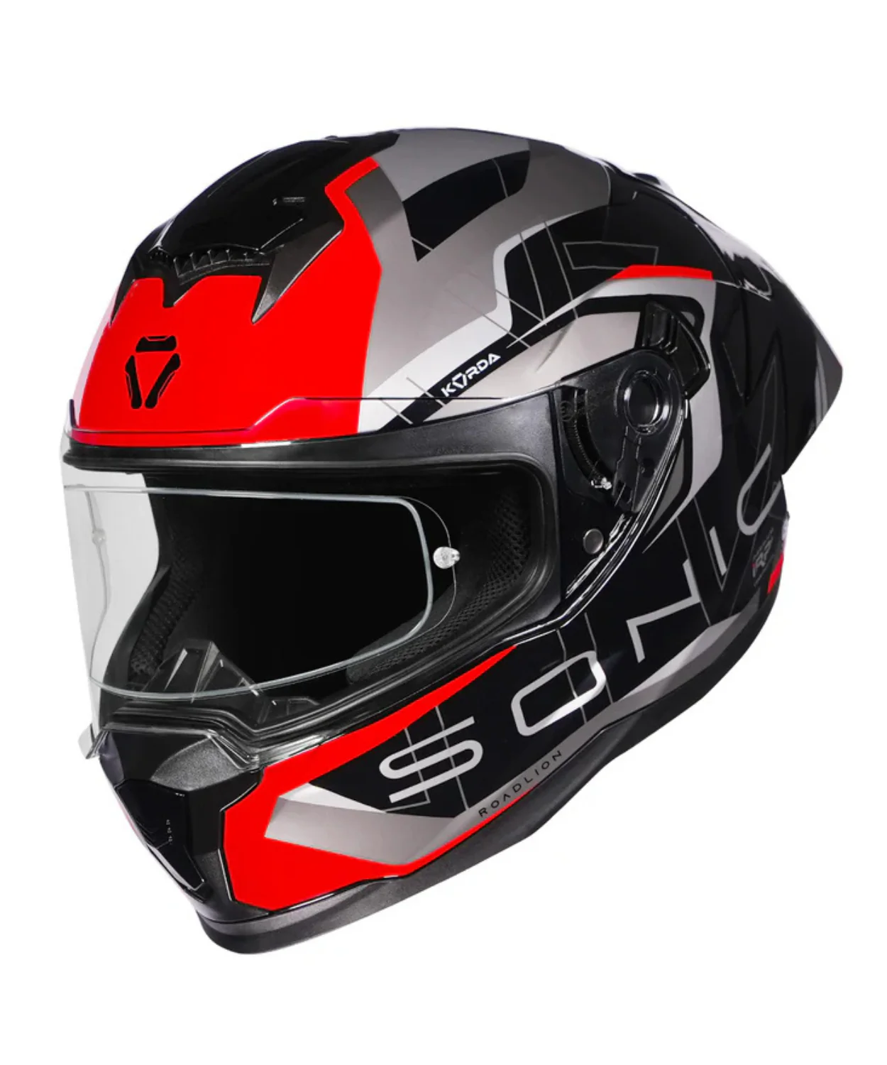 Korda Sonic GP Roadlion Helmet - Gloss Black Red - Image 4