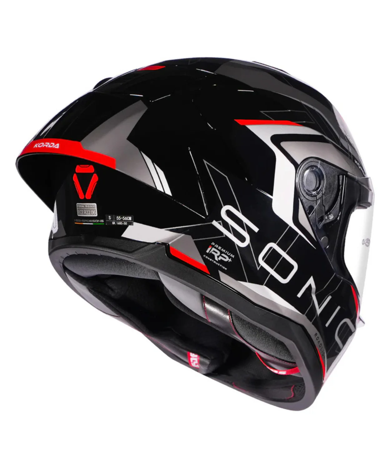 Korda Sonic GP Roadlion Helmet - Gloss Black Red - Image 7