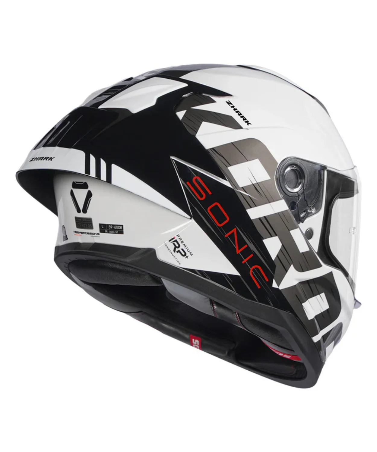 Korda Sonic GP Zhark Helmet - Gloss White Black - Image 7