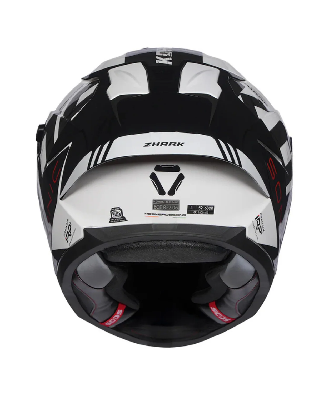Korda Sonic GP Zhark Helmet - Gloss White Black - Image 8