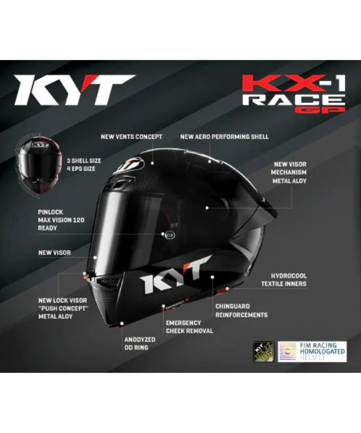 KYT KX1 RACE GP Solid Carbon Fiber Helmet (ECE 22.06) - Gloss Black - Image 9