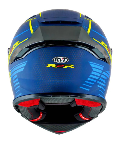 KYT R2R Pro Concept Helmet - Matt Blue Yellow - Image 3