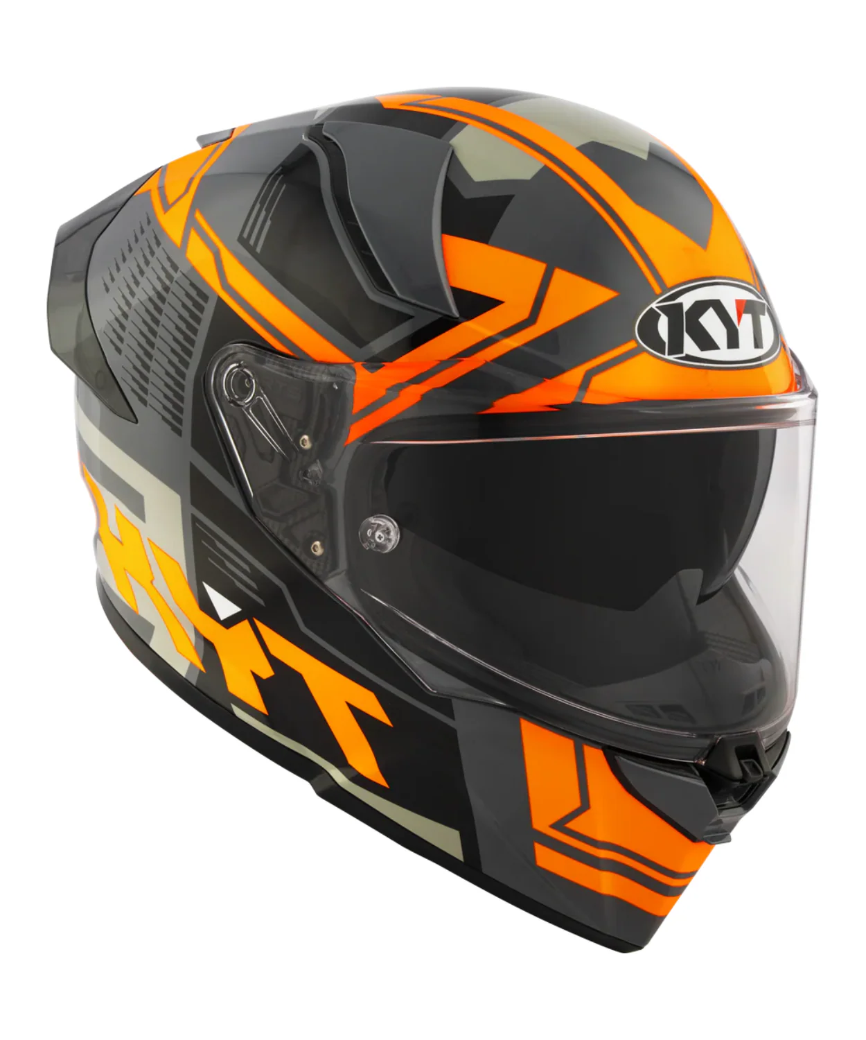KYT R2R Pro Octane Full Face Helmet - Gloss Black Orange - Image 3
