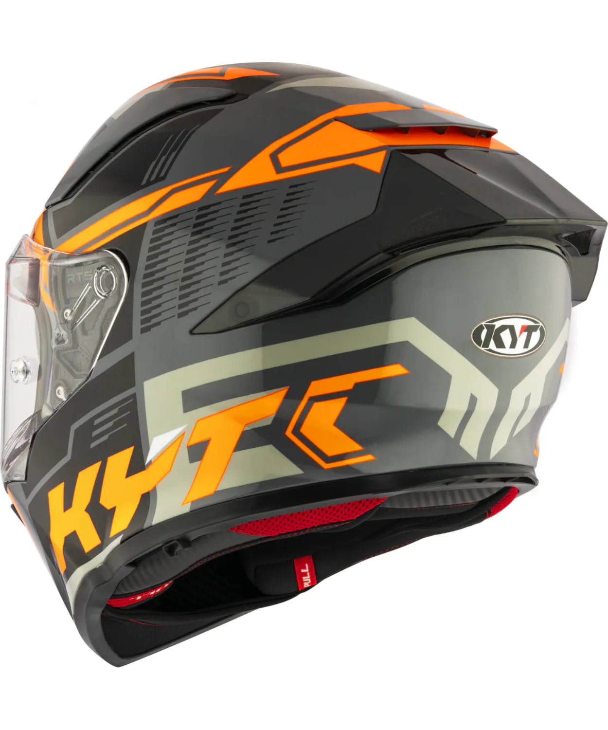 KYT R2R Pro Octane Full Face Helmet - Gloss Black Orange - Image 5