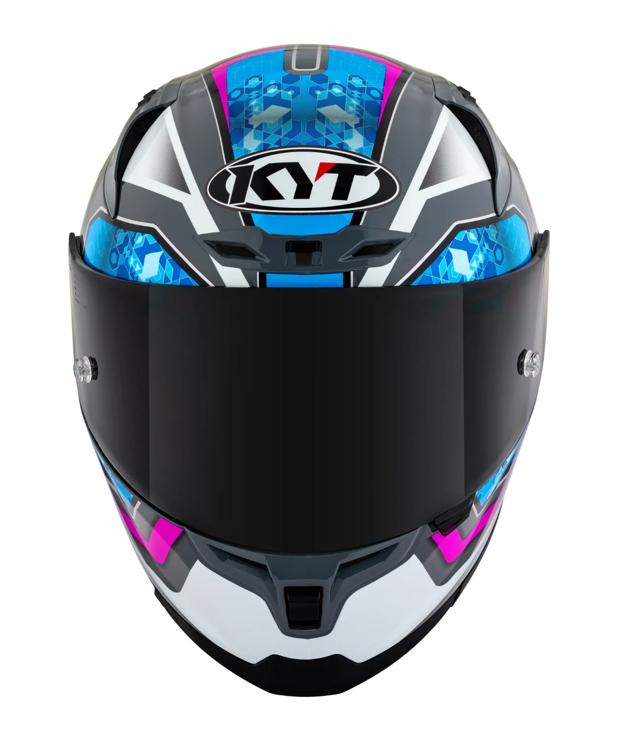 KYT Striker 2V #01 GRL Full Face Helmet - Gloss Grey Blue - Image 3