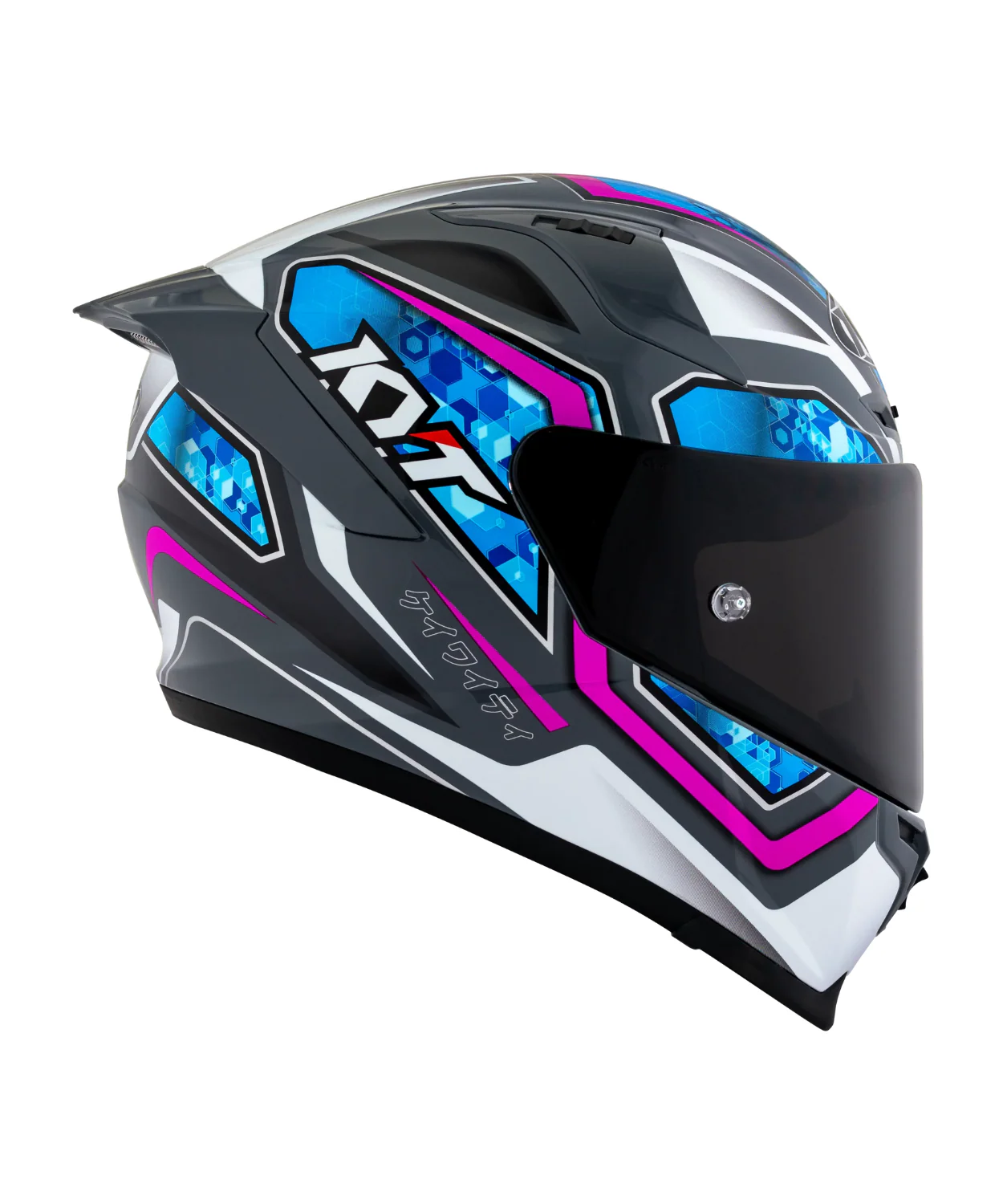 KYT Striker 2V #01 GRL Full Face Helmet - Gloss Grey Blue - Image 4