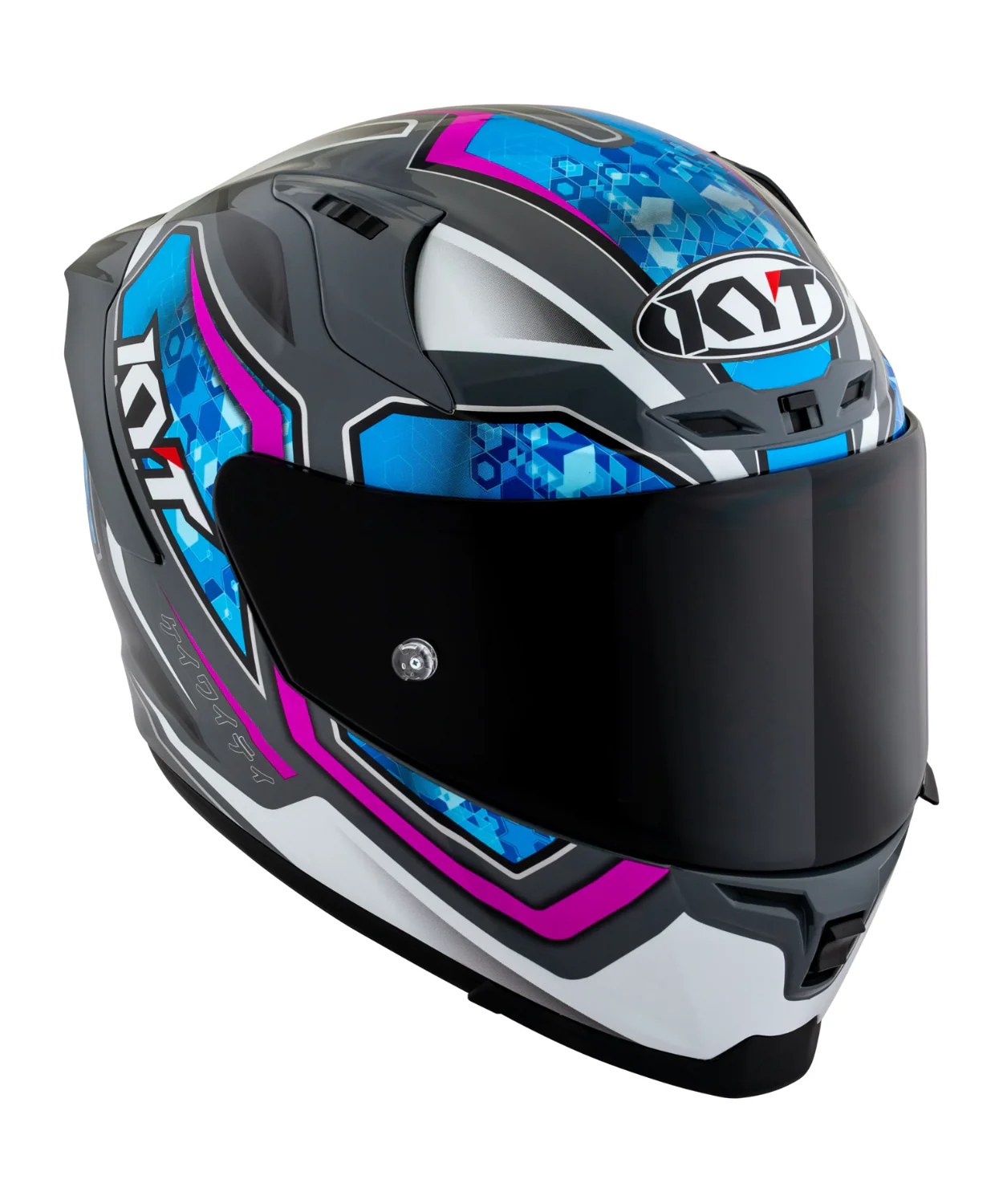 KYT Striker 2V #01 GRL Full Face Helmet - Gloss Grey Blue - Image 5